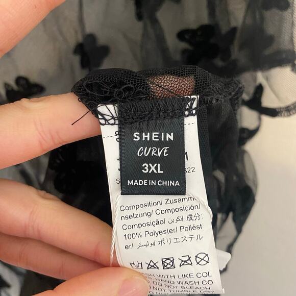 Womens Size 3X Sheer Mesh Velvet Butterfly Top Shirt Whimsigoth Dark Fairy - Picture 3 of 3